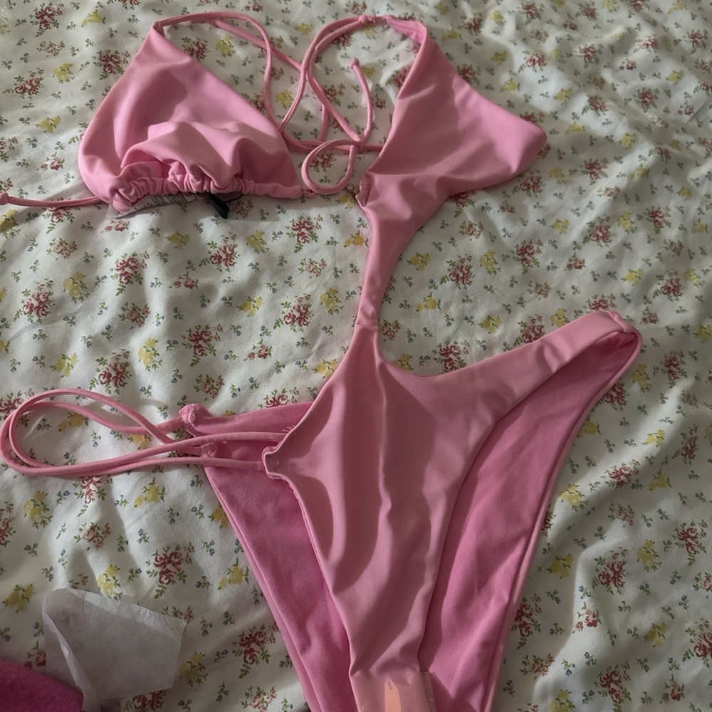 Pink Cutout Bikini Set